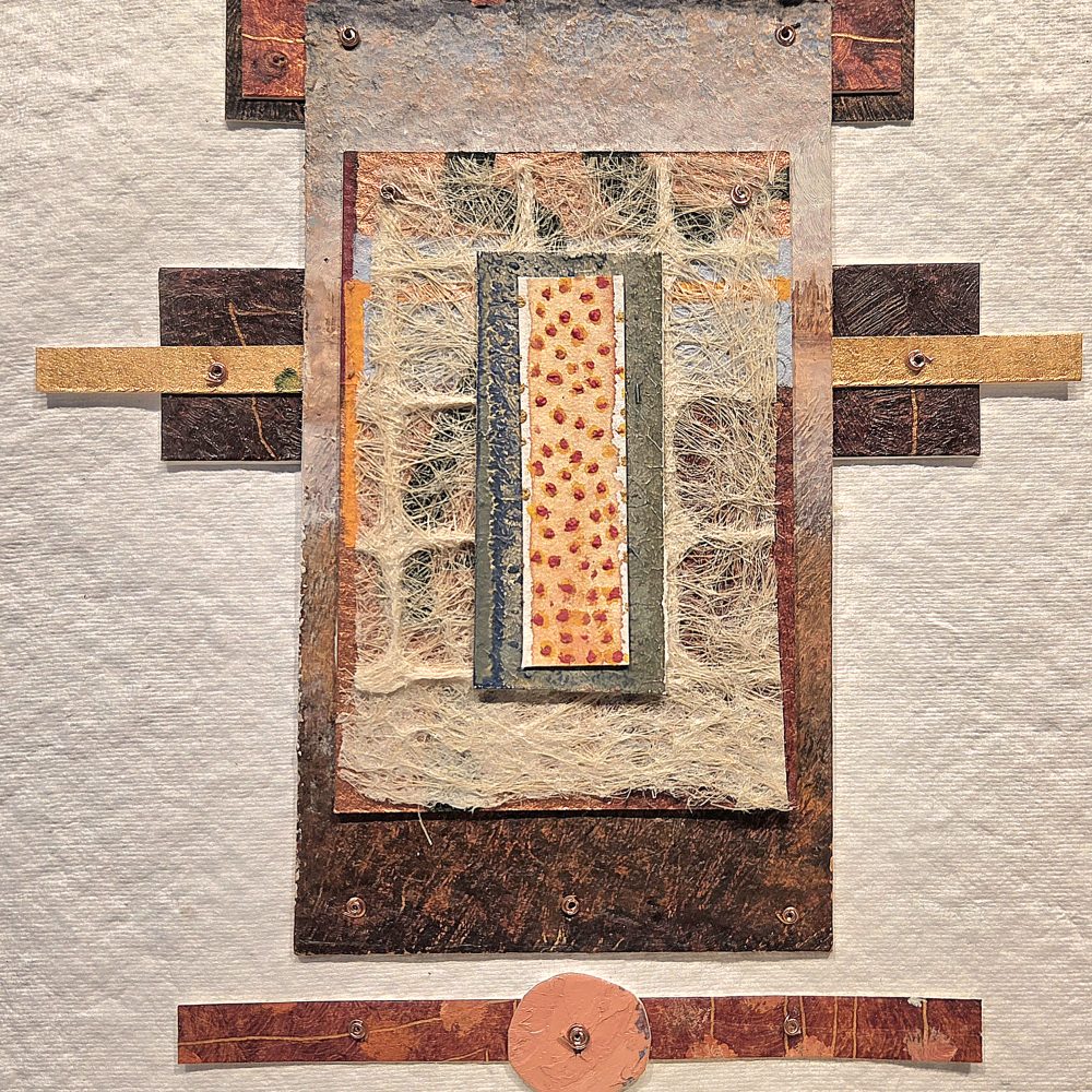 Oil and metallic paint and wire on papers 6”W x 6”H 2025